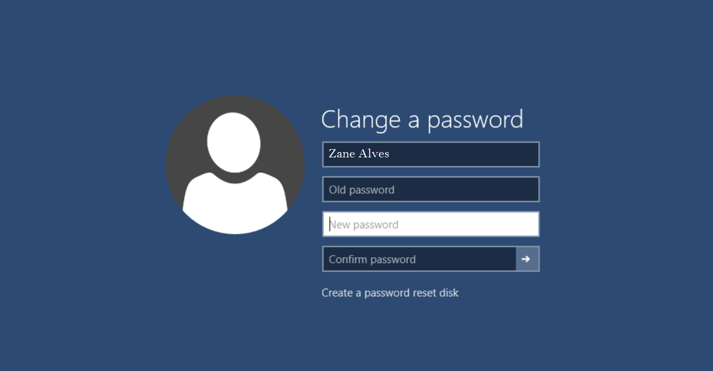 Password change screen